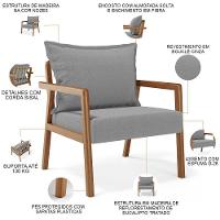 Kit 02 Poltronas Decorativa Para Sala De Estar Alícia B04 Bouclê Cinza - 5