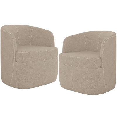 Kit 2 Poltronas Giratórias Siena K01 Linho Bege Lyam Decor