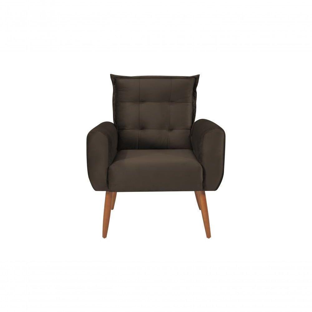 Poltrona Decorativa Para Dakota Veludo Matrix - Marrom Marrom - 5