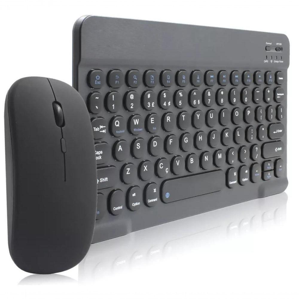 Kit Teclado E Mouse Bluetooth 5.2 Utra Fino  Com Pc, Ipad E Android Preto - 1