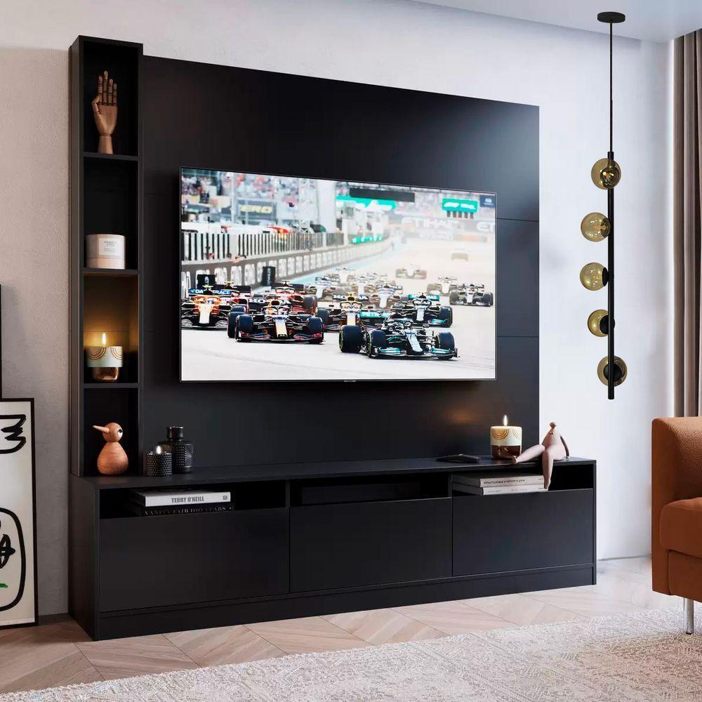 Lustre Vertical Figo Preto - 5 Globos Esfera De Vidro âmbar - 2