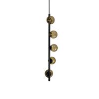 Lustre Vertical Figo Preto - 5 Globos Esfera De Vidro âmbar - 1