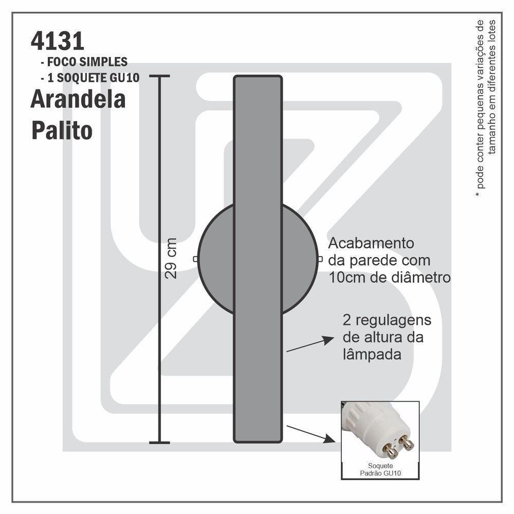 Kit 2 Arandela De Parede Slim Palito - Branco + Led Gu10 - 3