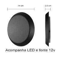 Arandela Parede Lua 14cm Led 5w - Preta - Branco Frio