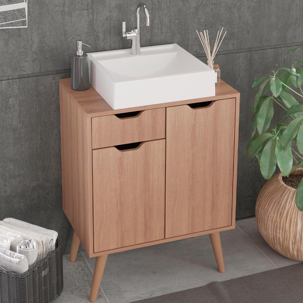 Gabinete Com Cuba Para Banheiro Bn3600x37 Amendoa Tecno Mobili Amendoa - 3