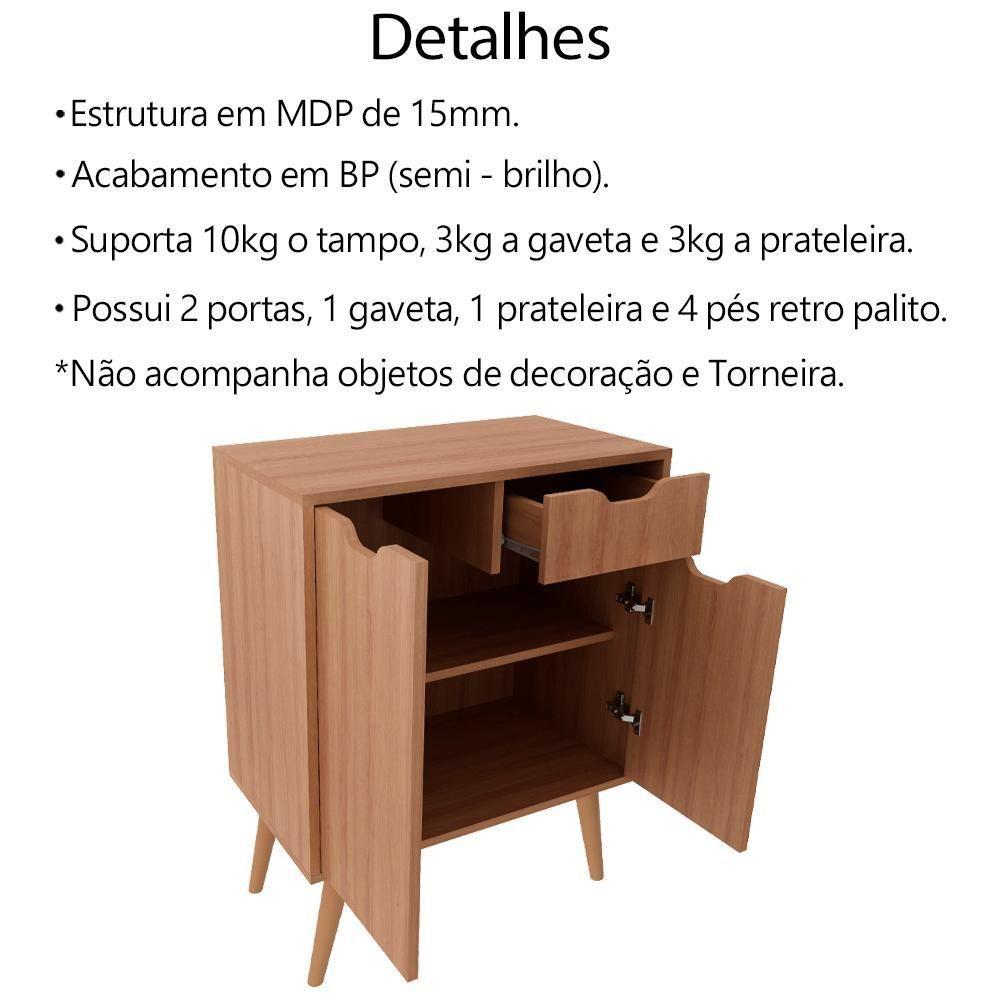 Gabinete Com Cuba Para Banheiro Bn3600x37 Amendoa Tecno Mobili Amendoa - 5