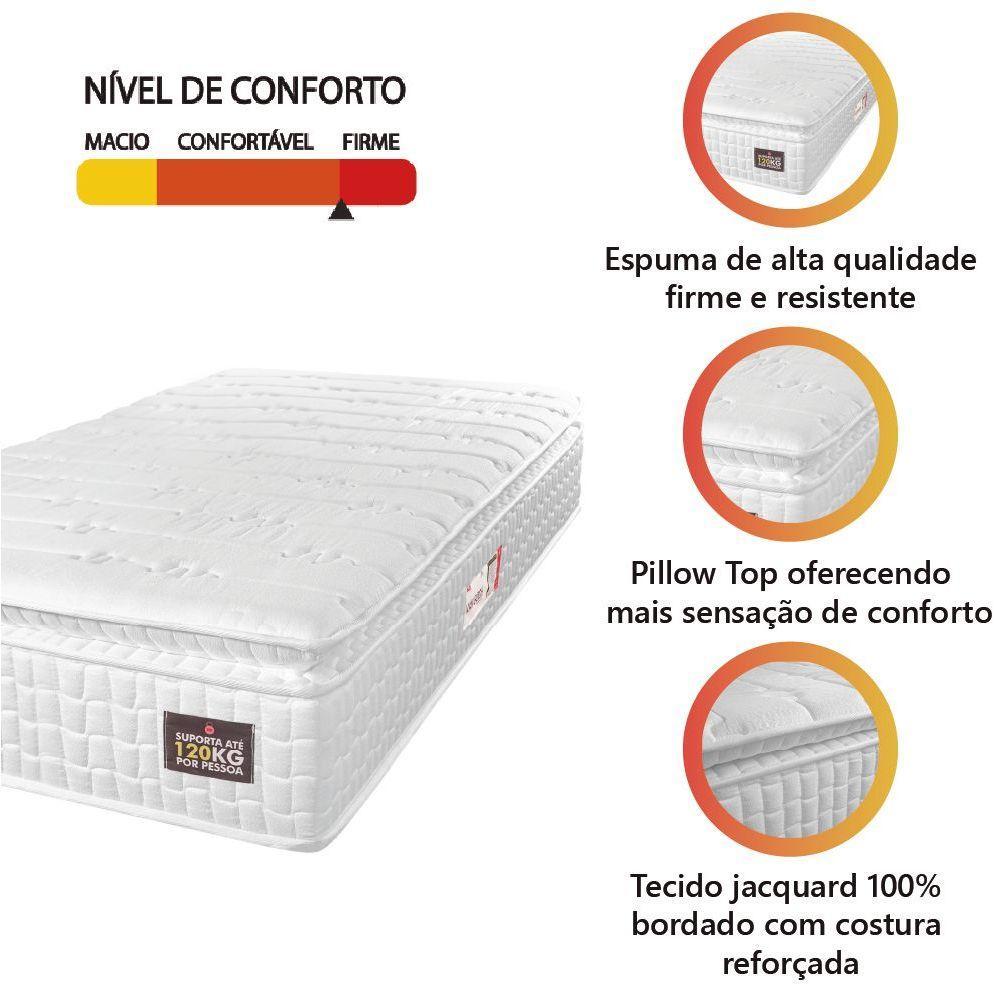 Colchão Solteiro Espuma D33 Vangogh Pillow Top 88x188x29cm Branco Hellen Branco - 2