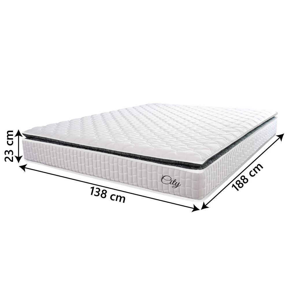 Colchão Casal Molas Ensacadas City Pillow Top 138x188x23cm Branco-preto Hellen Branco-pre - 2