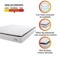 Colchão Casal Molas Ensacadas City Pillow Top 138x188x23cm Branco-preto Hellen Branco-pre - 3