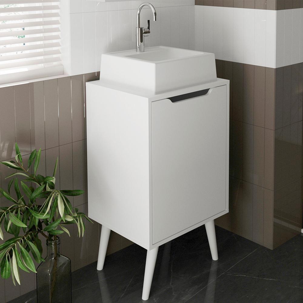 Gabinete 1 Porta Com Cuba Para Banheiro Bn3630x41 Branco Tecno Mobili Branco - 2