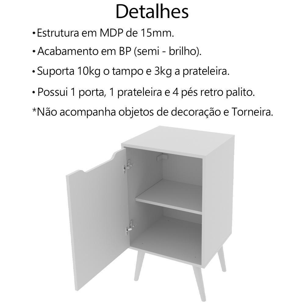 Gabinete 1 Porta Com Cuba Para Banheiro Bn3630x41 Branco Tecno Mobili Branco - 8