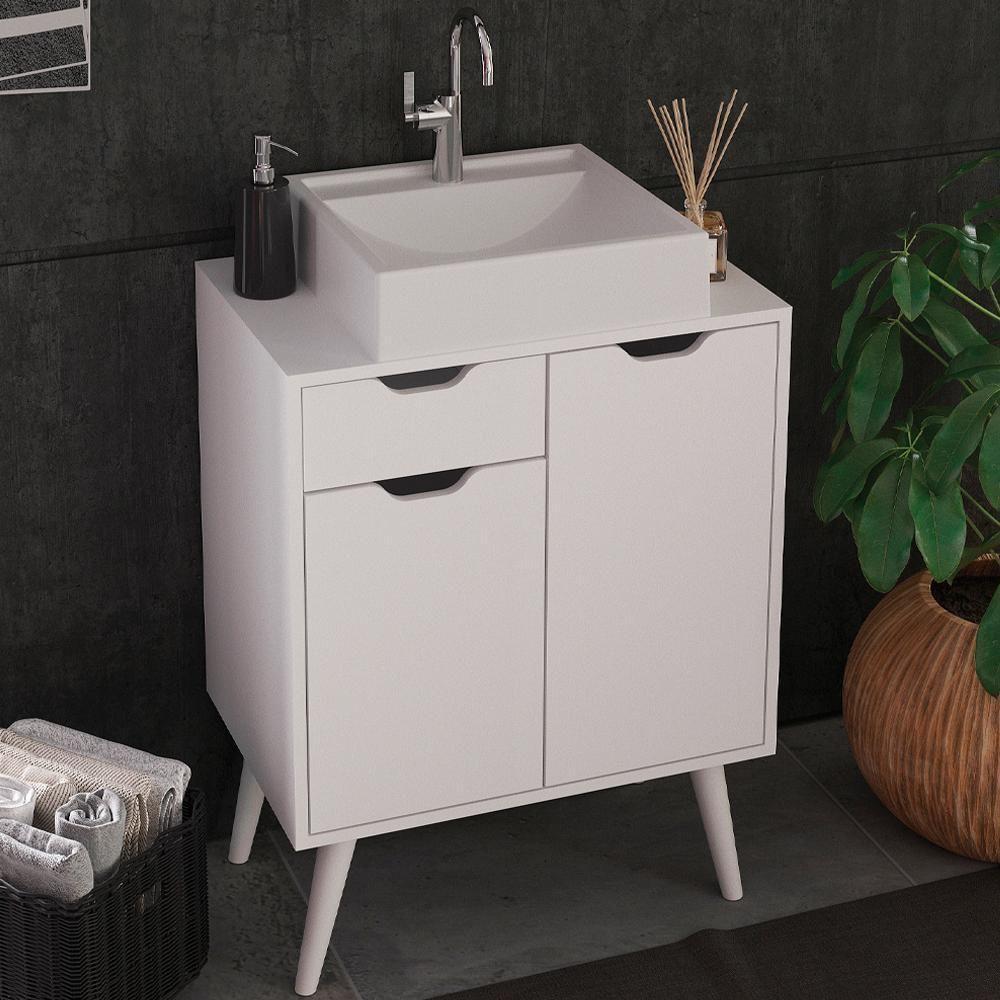 Gabinete Com Cuba Para Banheiro Bn3600x37 Branco Tecno Mobili Branco - 4