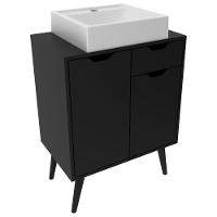Gabinete Com Cuba Para Banheiro Bn3600x37 Preto Tecno Mobili Preto - 1