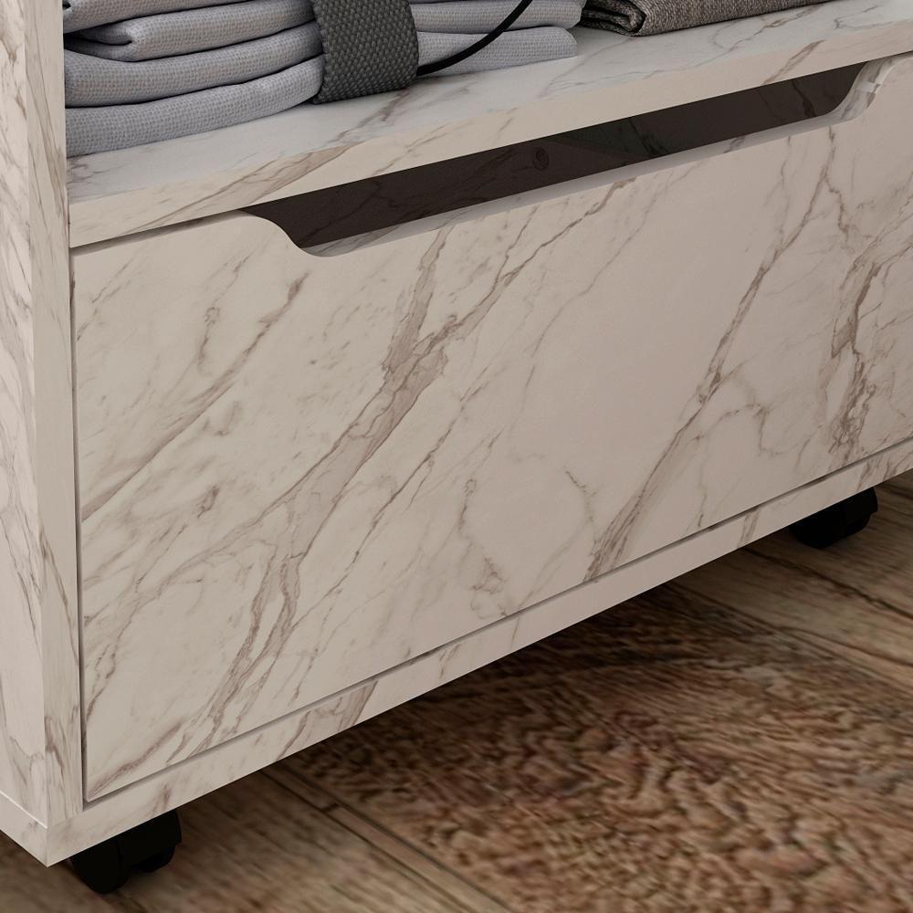 Balcao Gabinete 60 Cm 1 Gaveta E 4 Rodizios Bn3647 Marmore Branco Tecno Mobili Marmore Branco - 3