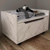 Balcao Gabinete 60 Cm 1 Gaveta E 4 Rodizios Bn3647 Marmore Branco Tecno Mobili Marmore Branco - 2