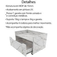 Balcao Gabinete 60 Cm 1 Gaveta E 4 Rodizios Bn3647 Marmore Branco Tecno Mobili Marmore Branco - 5