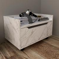 Balcao Gabinete 60 Cm 1 Gaveta E 4 Rodizios Bn3647 Marmore Branco Tecno Mobili Marmore Branco - 7