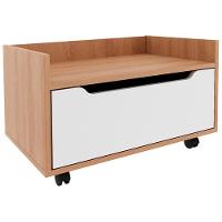 Balcao Gabinete 60 Cm 1 Gaveta E 4 Rodizios Bn3647 Amendoa Branco Tecno Mobili Amendoa Branco - 1