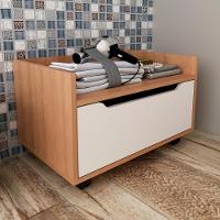 Balcao Gabinete 60 Cm 1 Gaveta E 4 Rodizios Bn3647 Amendoa Branco Tecno Mobili Amendoa Branco - 2