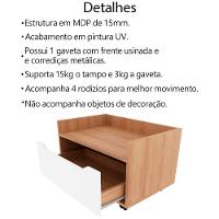 Balcao Gabinete 60 Cm 1 Gaveta E 4 Rodizios Bn3647 Amendoa Branco Tecno Mobili Amendoa Branco - 6