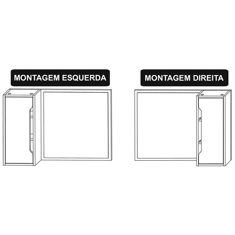Espelheira Reversivel Para Banheiro 1 Porta Bn3645 Amendoa Branco Tecno Mobili Amendoa Branco - 5