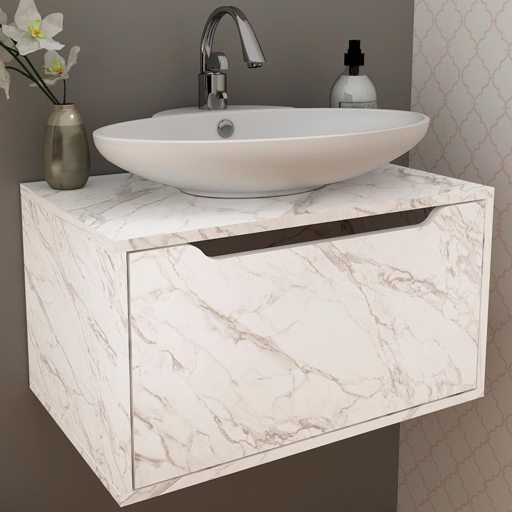 Balcao Gabinete 60 Cm 1 Porta Basculante Bn3646 Marmore Branco Tecno Mobili Marmore Branco - 5