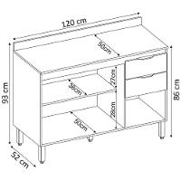 Balcao 3 Pts 2 Gv Com Tampo 120cm 93241 Amendola Nude Prime Tx Demobile Amendola Nude - 8