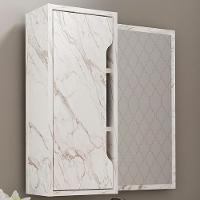 Espelheira Para Banheiro 60 Cm 1 Porta Bn3648 Marmore Branco Tecno Mobili Marmore Branco - 3