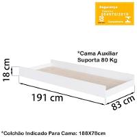 Berço Mini Cama Multifuncional Cama Auxiliar Bb690 Branco Comm Branco - 7