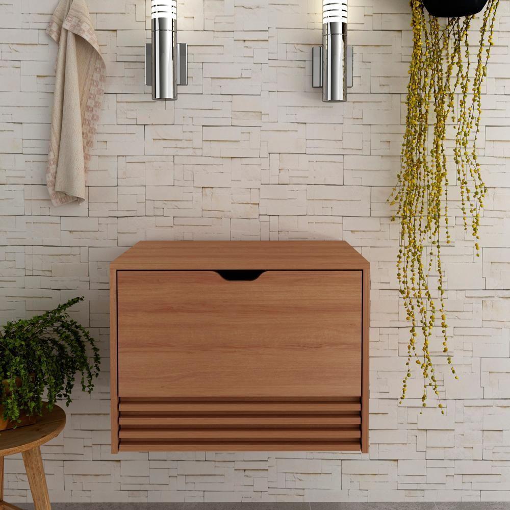 Balcao Gabinete 1 Gaveta Ripada Bn3613 Amendoa Tecno Mobili Amendoa - 7