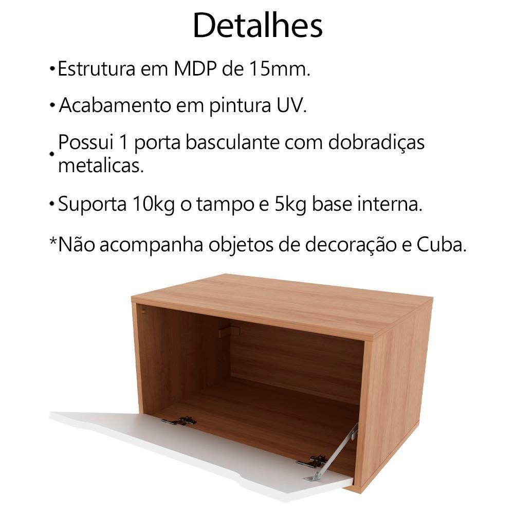 Balcao Gabinete 60 Cm 1 Porta Basculante Bn3646 Amendoa Branco Tecno Mobili Amendoa Branco - 5