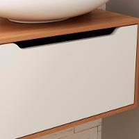 Balcao Gabinete 60 Cm 1 Porta Basculante Bn3646 Amendoa Branco Tecno Mobili Amendoa Branco - 6