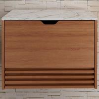 Balcao Gabinete 1 Gaveta Ripada Bn3613 Amendoa Marmore Branco Tecno Mobili Amendoa Marmore Branco