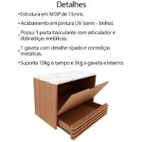 Balcao Gabinete 1 Gaveta Ripada Bn3613 Amendoa Marmore Branco Tecno Mobili Amendoa Marmore Branco - 6