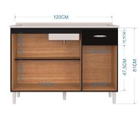 Balcão Poquema Para Cuba 3 Portas 1 Gaveta Preto - 3