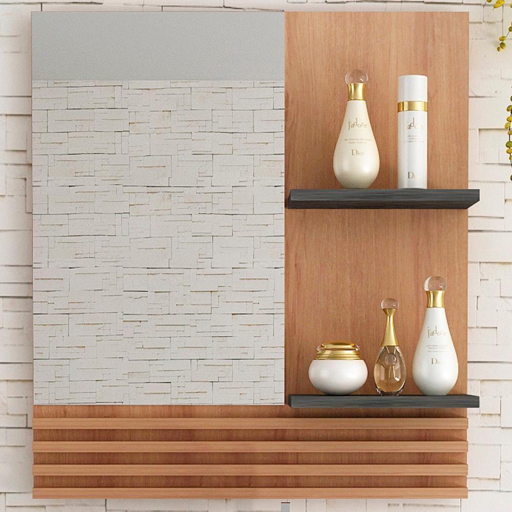 Espelheira Suspensa Para Banheiro Bn3614 Amendoa Marmore Lunar Tecno Mobili Amendoa Marmore Lunar - 4