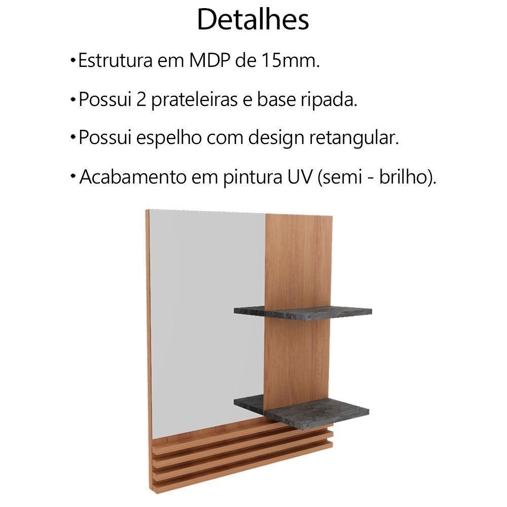 Espelheira Suspensa Para Banheiro Bn3614 Amendoa Marmore Lunar Tecno Mobili Amendoa Marmore Lunar - 5