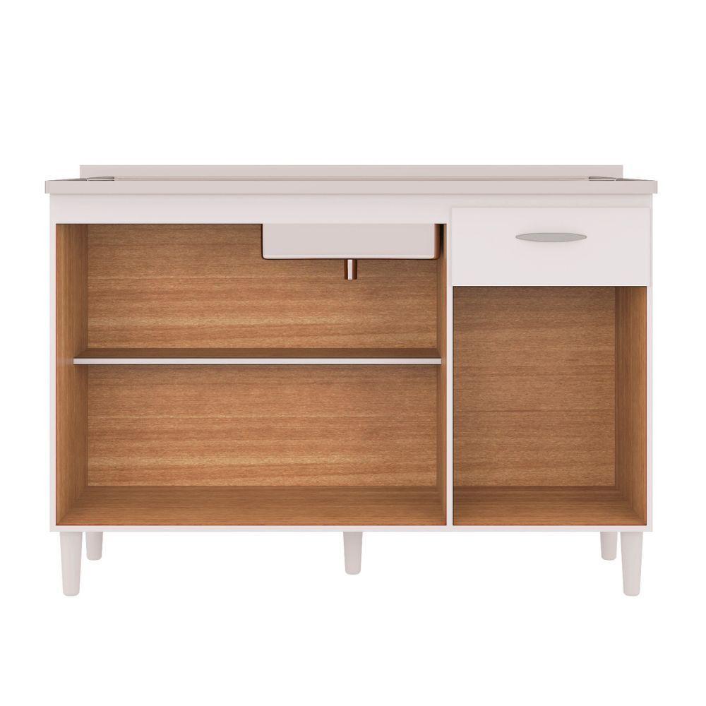 Balcão Poquema Para Cuba 3 Portas 1 Gaveta Branco - 3