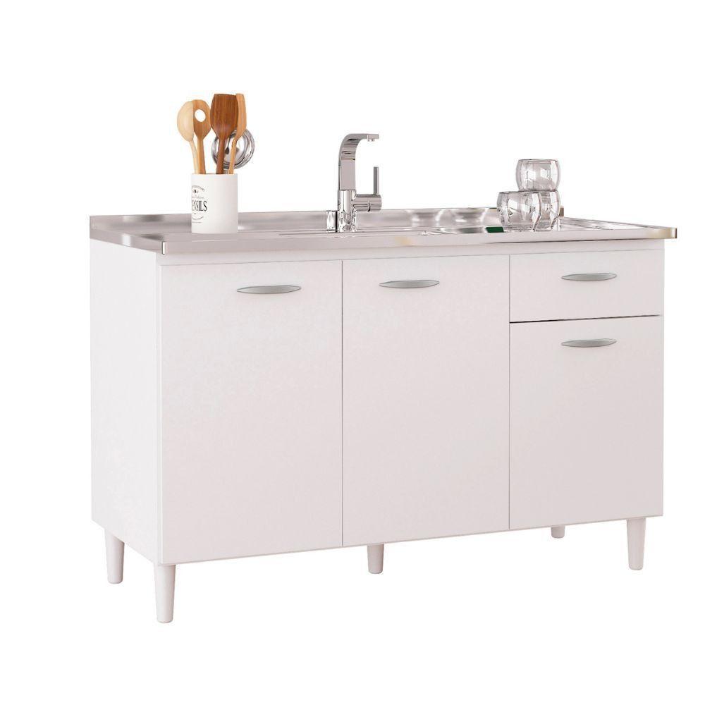 Balcão Poquema Para Cuba 3 Portas 1 Gaveta Branco - 4