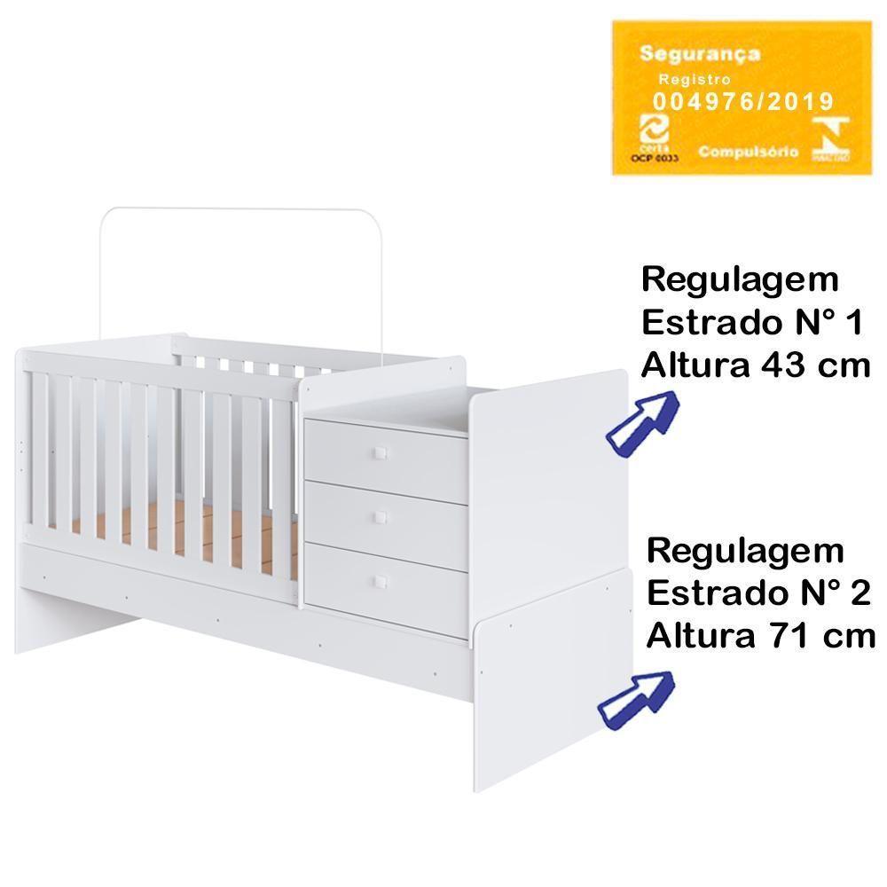 Berço Mini Cama Multifuncional Bb680 Branco Comm Branco - 9