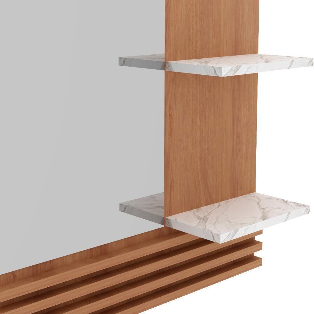Espelheira Suspensa Para Banheiro Bn3614 Amendoa Marmore Branco Tecno Mobili Amendoa Marmore Branco - 6