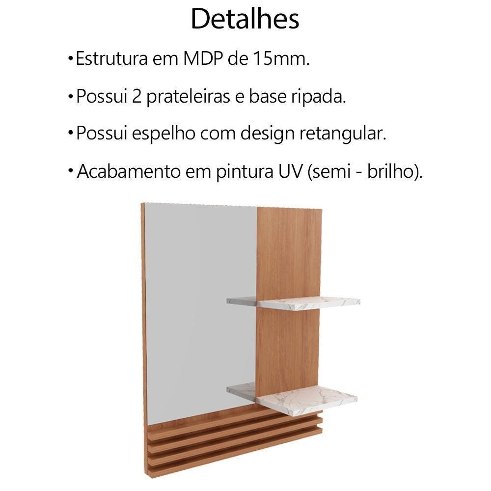 Espelheira Suspensa Para Banheiro Bn3614 Amendoa Marmore Branco Tecno Mobili Amendoa Marmore Branco - 7