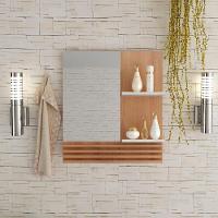 Espelheira Suspensa Para Banheiro Bn3614 Amendoa Marmore Branco Tecno Mobili Amendoa Marmore Branco