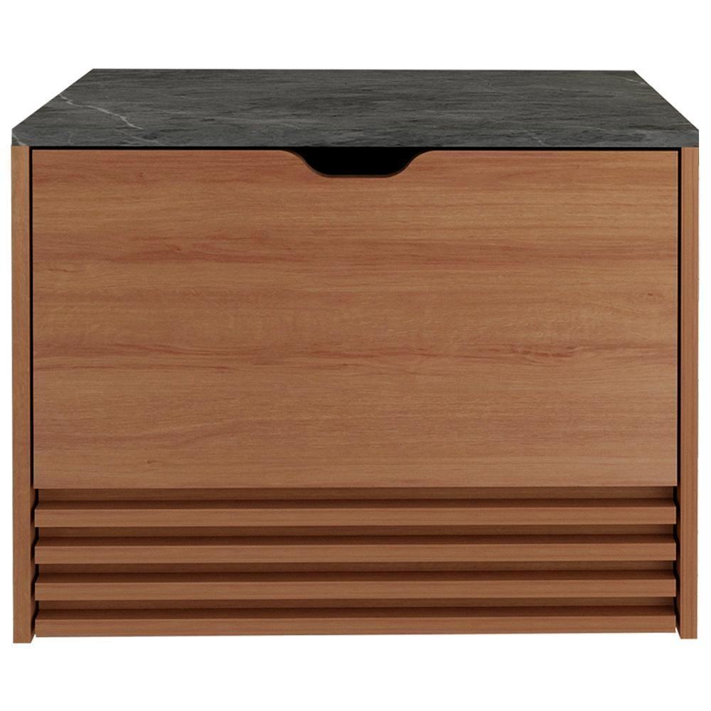 Balcao Gabinete 1 Gaveta Ripada Bn3613 Amendoa Marmore Lunar Tecno Mobili Amendoa Marmore Lunar - 1