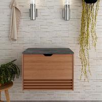 Balcao Gabinete 1 Gaveta Ripada Bn3613 Amendoa Marmore Lunar Tecno Mobili Amendoa Marmore Lunar - 7