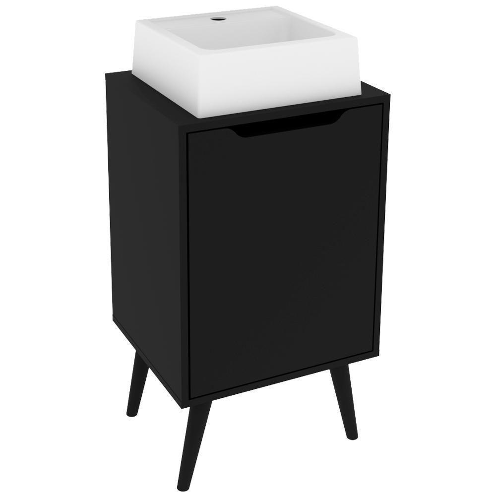 Gabinete 1 Porta Com Cuba Para Banheiro Bn3630x41 Preto Tecno Mobili Preto - 1