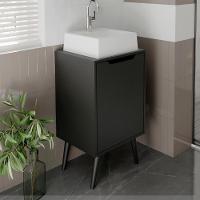 Gabinete 1 Porta Com Cuba Para Banheiro Bn3630x41 Preto Tecno Mobili Preto - 2