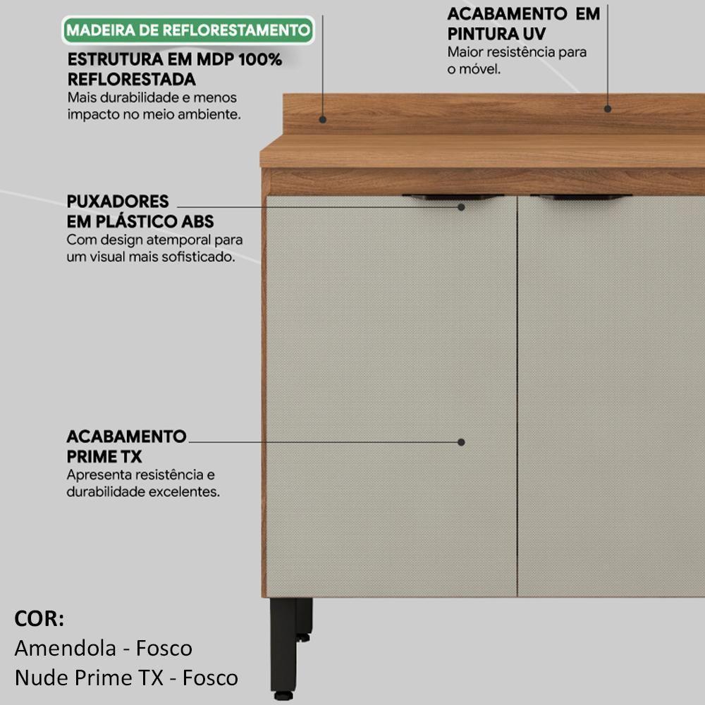 Balcao 2 Portas 80cm 93221 Amendola Nude Prime Tx Demobile Amendola Nude - 3
