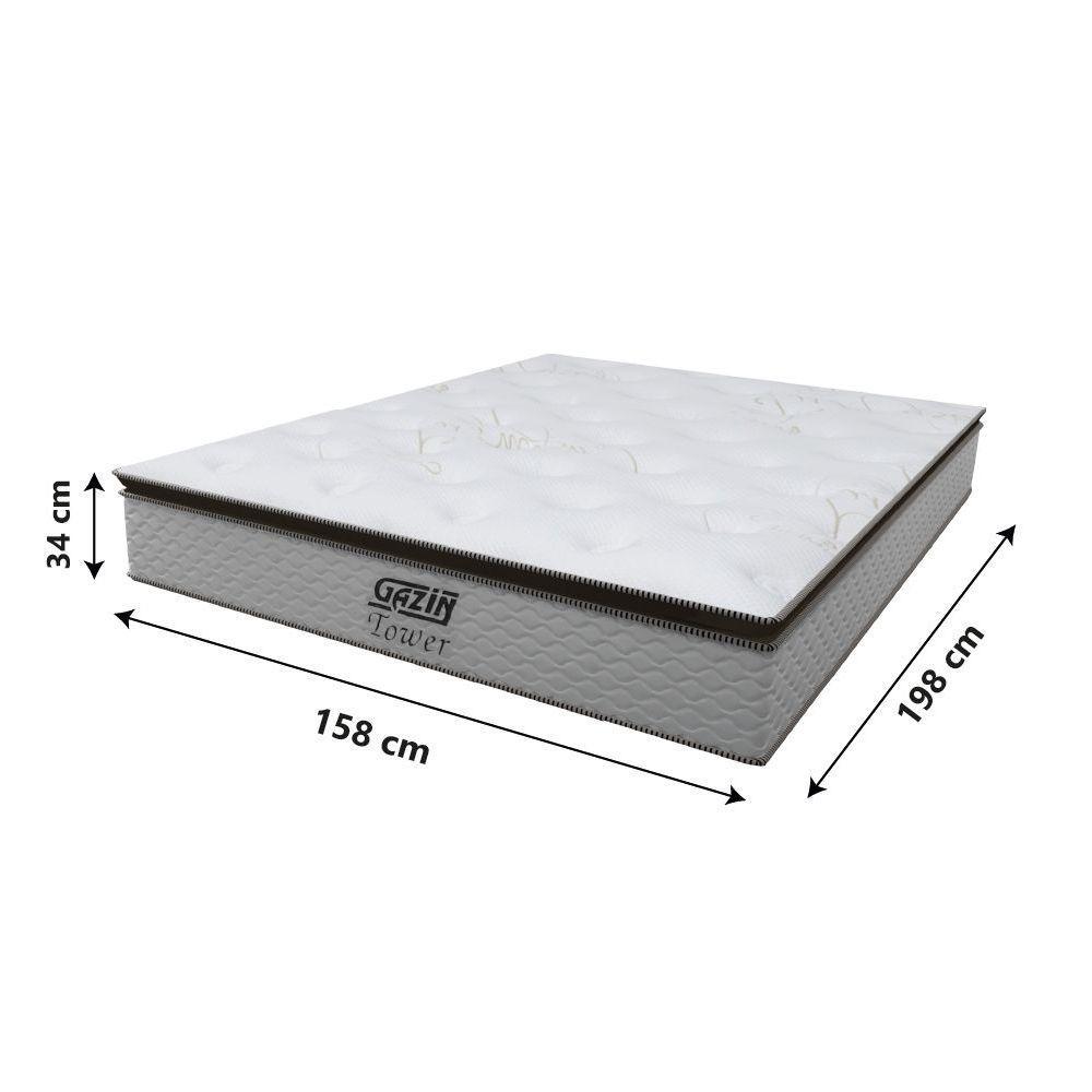 Cama Box Baú Queen Colchão Molas Pocket Ensacadas Tower 158x198x75cm Branco-preto Gazin Branc-marr - 6