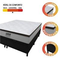 Cama Box Baú Queen Colchão Molas Pocket Ensacadas Tower 158x198x75cm Branco-preto Gazin Branc-marr